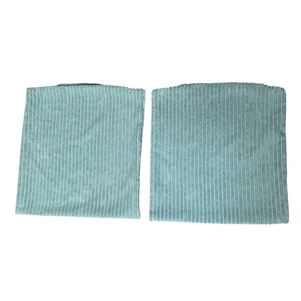 Set of 2 Sage Green Corduroy Throw Pillow Covers 16x16 Square Ribbed Decorative